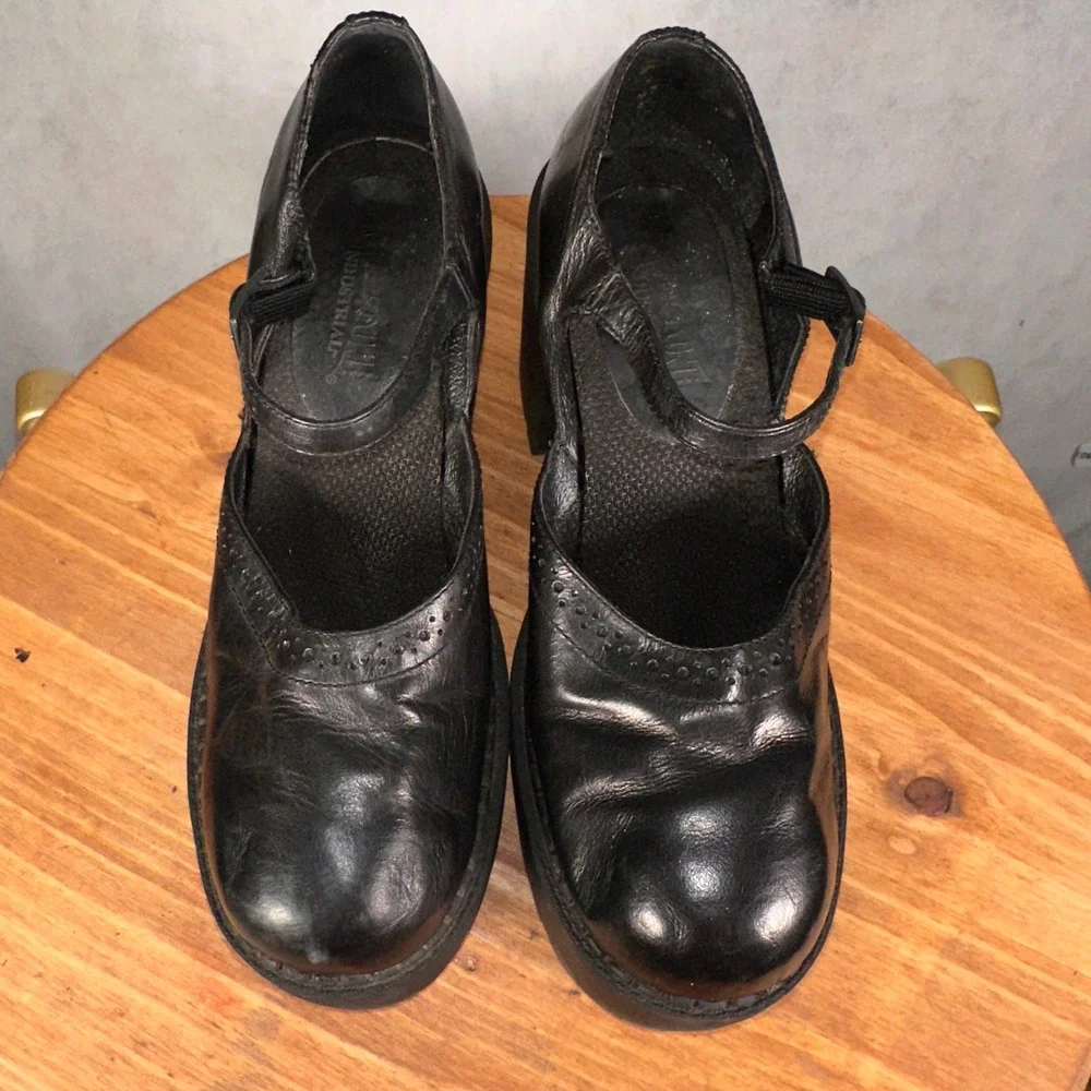 Riverstone Industrial Vintage Y2K Mary Jane Heels Womens 10 Black Platform Lug